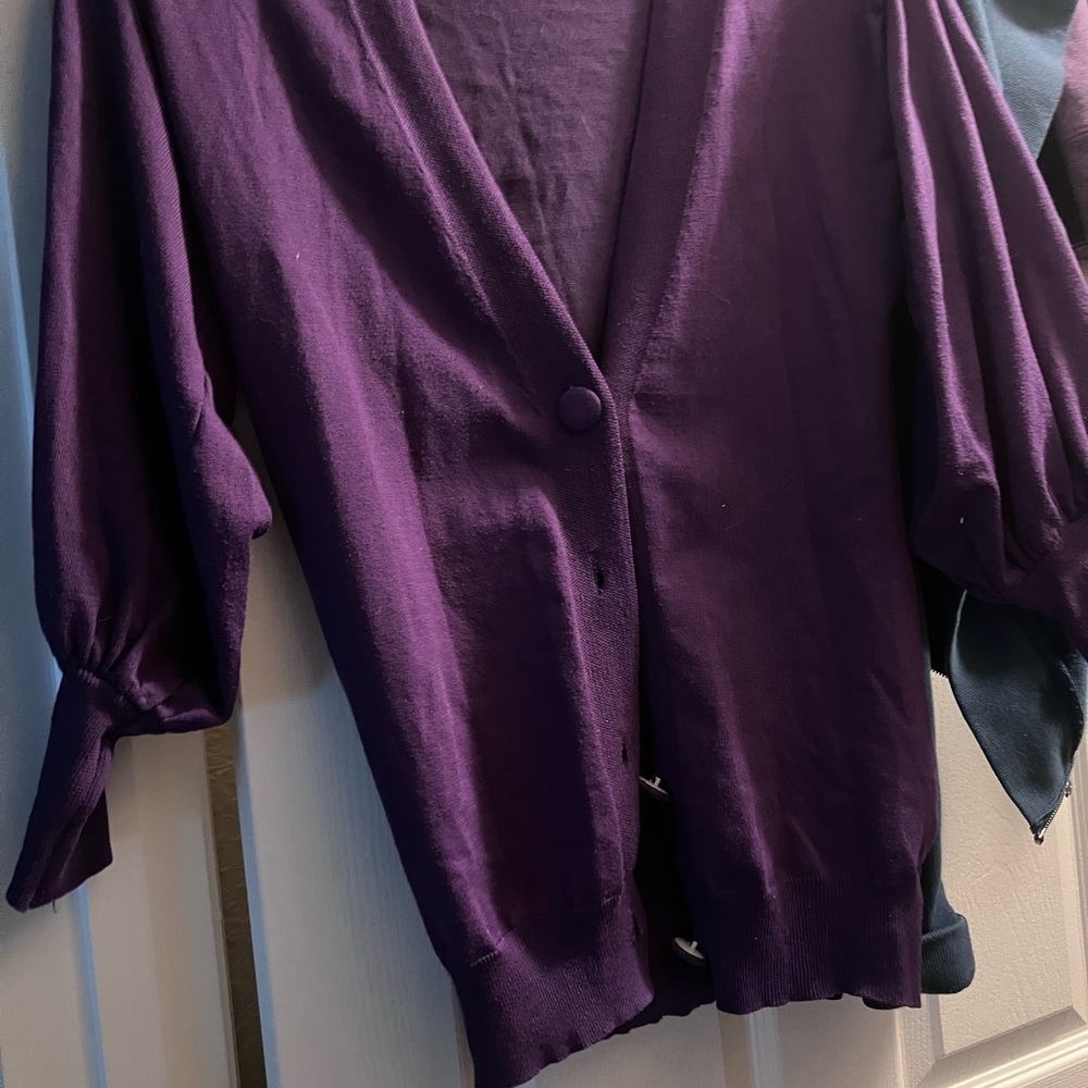 Purple puffy cardigan